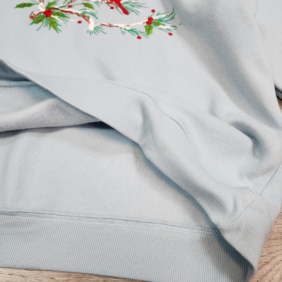 CARDINAL BIRD Graphic Pullover Blue Sweatshirt Crew Neck Collar Large - Picture 11 of 14